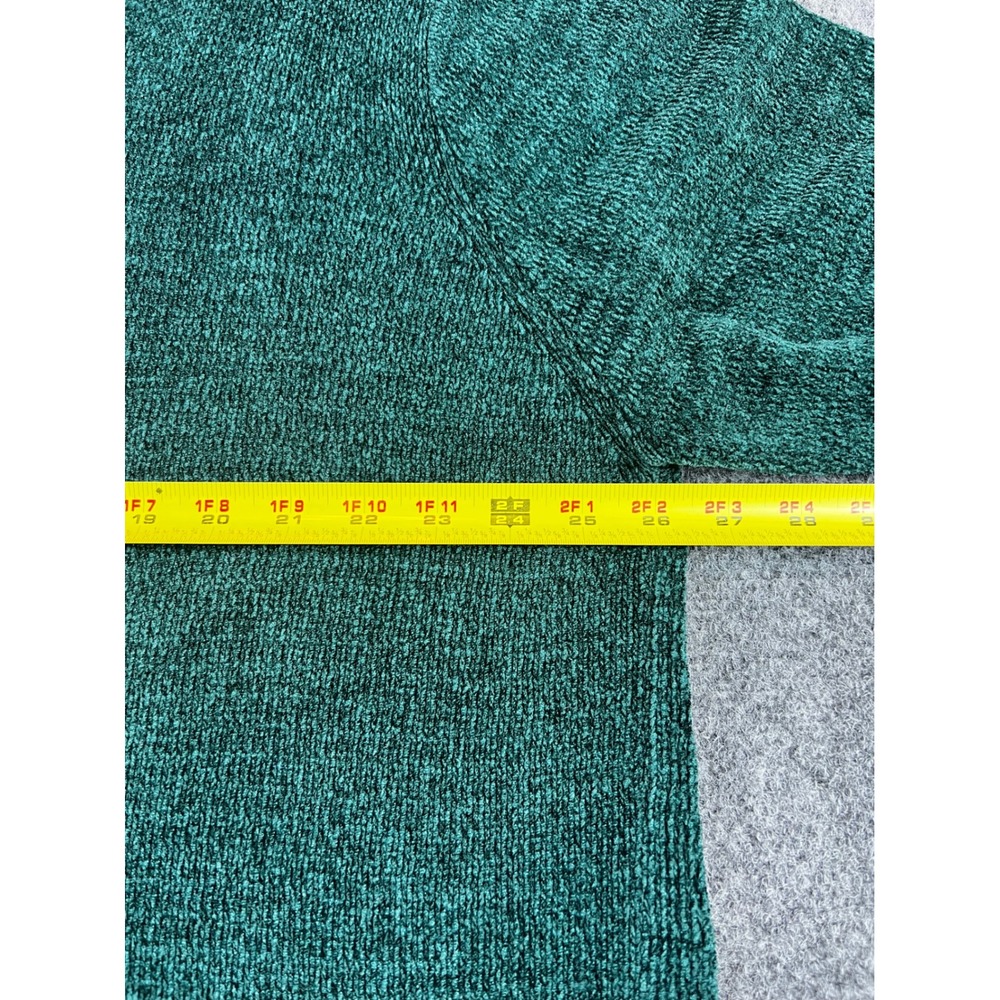 Croft & Barrow Woman Green V-Neck Sweater 3X Marled Knit Diamond Crochet Hem - Picture 5 of 8